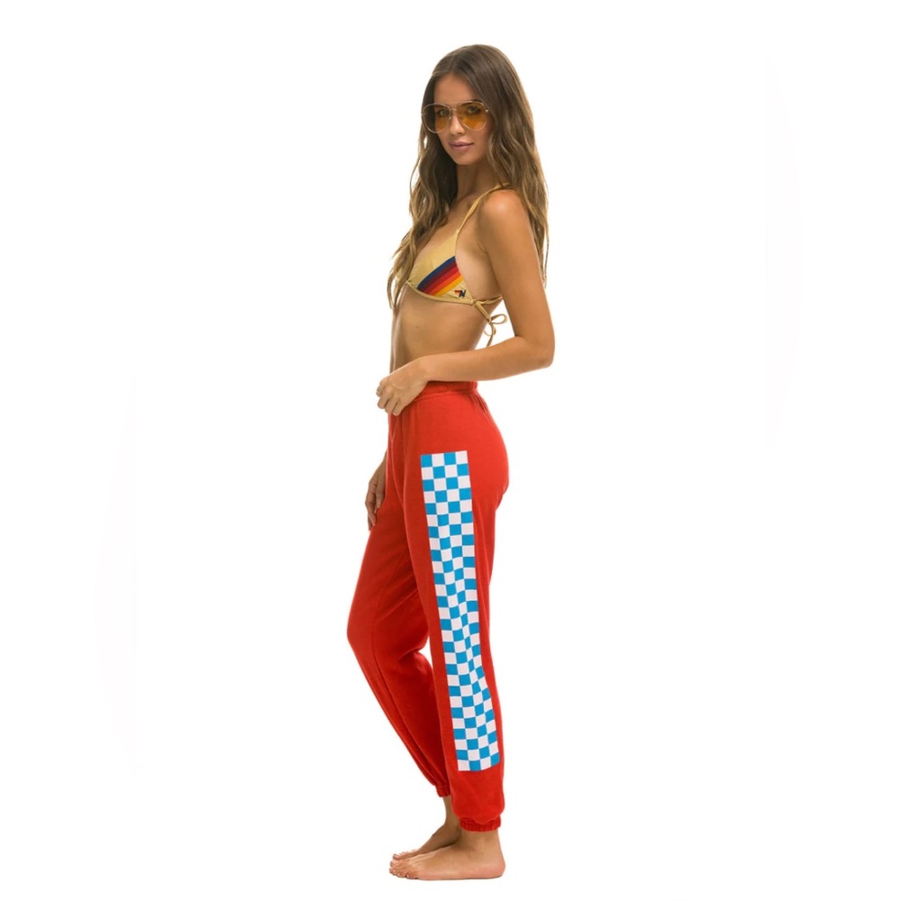 CHECK LEG SWEATPANTS - RED // WHITE // BLUE - Medium